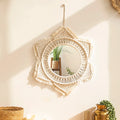 Axyaa Macrame Round Mirror | Boho Aesthetic Room Decor for Bedroom & Living Room