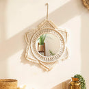 Axyaa Macrame Round Mirror | Boho Aesthetic Room Decor for Bedroom & Living Room