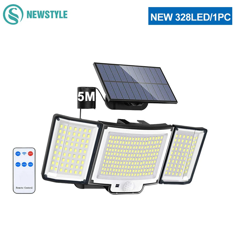 Axyaa Solar LED Flood Lights - Super Bright 3 Modes, IP65 Waterproof Wall Lamp