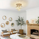 Axyaa Gold Crystal 3-light Chandelier for Living Room, Bedroom, Dining Room