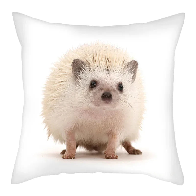 Hedgehog Print Pillow Cover for Home Sofa Decor 45X45cm - Axyaa