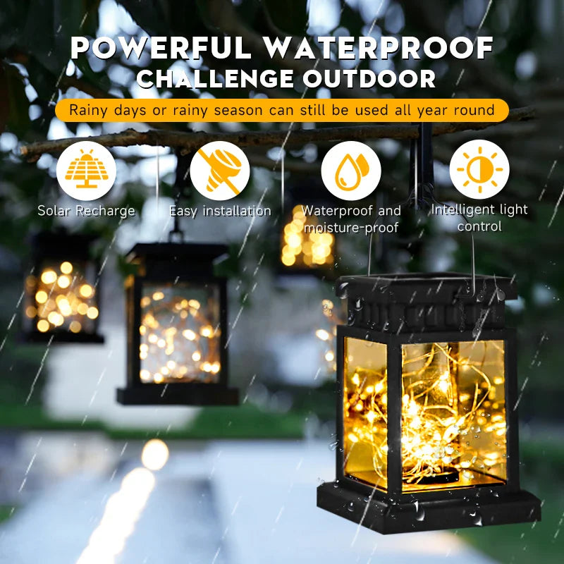Axyaa Solar Lantern Light: Waterproof LED Hanging Lamp for Outdoor Garden Decor