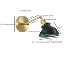 Axyaa Green Glass LED Wall Lamp Pull Chain Switch Vintage Wall Sconce