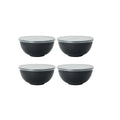 Axyaa Black Plastic Bowl Set with Reusable Lids for Home Kitchen and On-the-Go