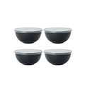 Axyaa Black Plastic Bowl Set with Reusable Lids for Home Kitchen and On-the-Go