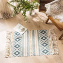Axyaa Cotton Linen Tassel Rug Carpets for Home Decor - Boho Ethnic Anti-slip Floor Mat