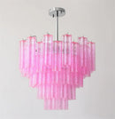 Axyaa Clear Pink Glass Tube Chandelier Luxury Ceiling Pendant Light