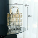 Axyaa Clear Glass Vase Handbag for Floral Arrangements & Home Decor