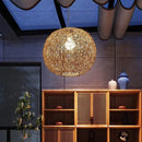 Axyaa Round Wicker Chandelier Pendant Light for Kitchen Island