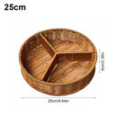 Axyaa Round Handwoven Rattan Basket with 3 Grids, 21/25/28cm