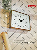 Axya Wood Square Clock: Simple Silent Retro Quartz Wall Decoration