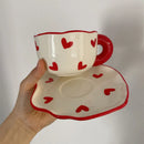 Axya Heart Mug Porcelain Milk Coffee Cups Gift - Romantic Korean Ins Style