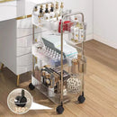 Axyaa Transparent Multilayer Acrylic Trolley with Wheels for Home Storage Shelf