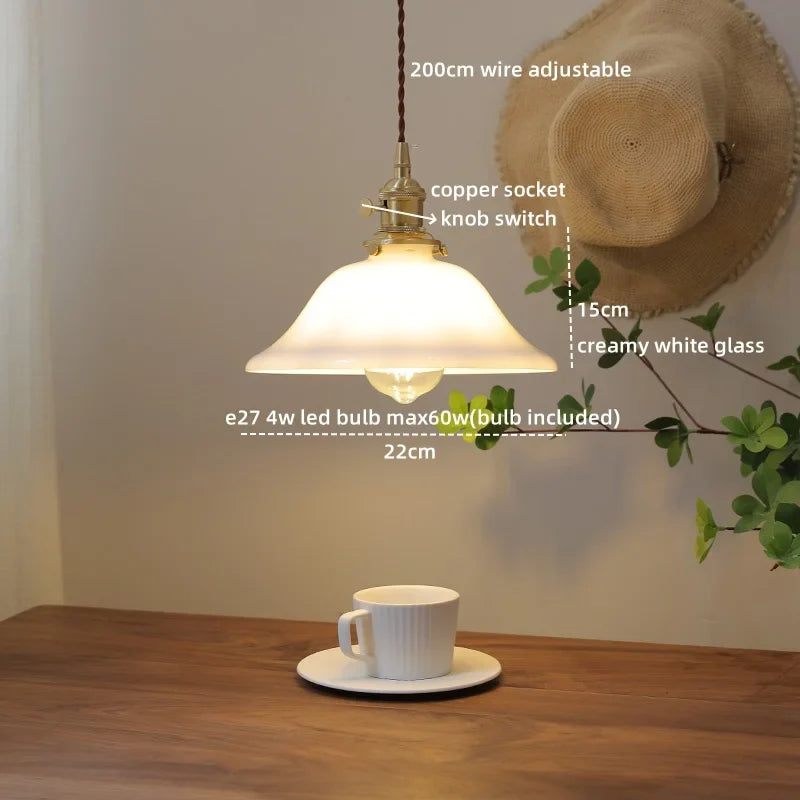 Axyaa Glass Copper LED Pendant Light for Home Decor - Nordic Style