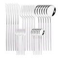 30-Piece Pink Silver Stainless Steel Dinnerware Set by Axyaa