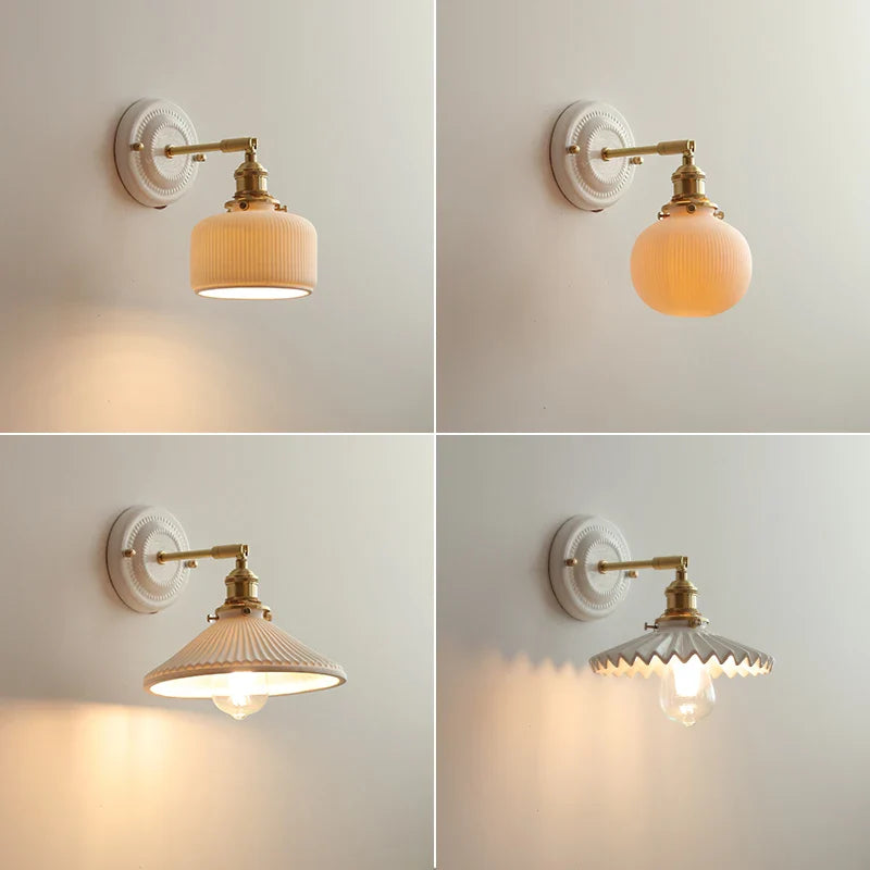 Axyaa White Ceramic Wall Lamp Modern Nordic Japanese Style LED Lighting