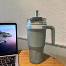 Axyaa Stainless Steel Straw Thermos Bottle Portable Handle Insulation Coffee Mug