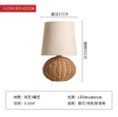 Axyaa Handmade Rattan Weave Table Lamp LED Fabric Shade Bedroom Study Decor