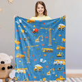 Axyaa Excavator Truck Flannel Blanket - Children's Construction Truck Bed Blanket