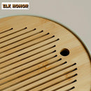 Axyaa Hand-painted Bamboo Tea Tray for Teapot Brewing and Insulation