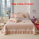 Axyaa Kapok Twill Bed Cover Set with Lace Trim and Pillowcases