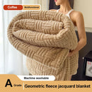 Axyaa Jacquard Queen Size Coral Fleece Blanket - Soft Plush Geometric Sofa Throw
