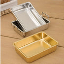 Axyaa Stainless Steel Food Storage Tray with Handle - Silver/Gold Pan BBQ Sushi Dish