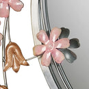 Axyaa Pink Wildflower Round Floral Wall Mirror 33" Diameter