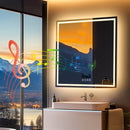 Axyaa 800mm Square LED Bathroom Mirror with Bluetooth - Time, Temperature Display, Anti-fog