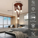 Axyaa Nordic Brown Leather Ceiling Chandelier LED Fixture - Modern Round Design