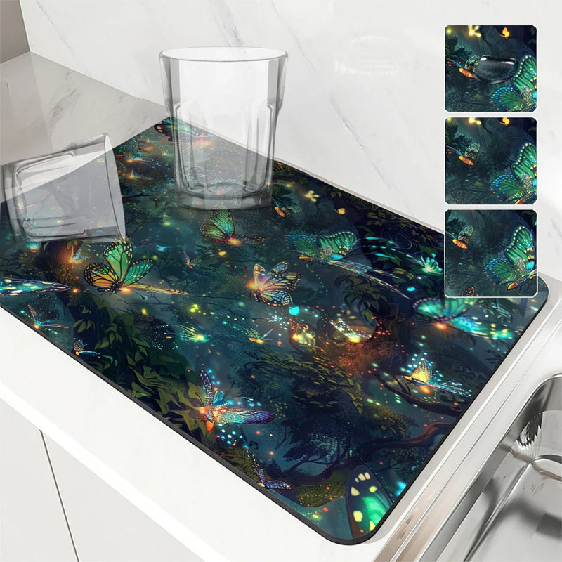 Axyaa Dream Forest Absorbent Drying Mat - Anti Slip Table Decoration Mats