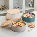 Axyaa Ceramic Bowl: Mixed Dim Sum & Fruit Snack with Melon Seeds, Nuts & Dried Fruit