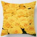 Axyaa Yellow Rose Print Pattern Cushion Cover for Home Decor