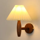 Axyaa Cream PVC LED Wall Lamps - Japanese Walnut Wood Applique Murale