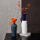 Axyaa Geometric Semicircle Handle Ceramic Vase - Home Decor & Flower Arrangement
