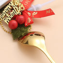 Axyaa Christmas Spoon Fork Set with Santa Claus Design