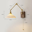 Axyaa Copper Swing LED Wall Light with Pull Chain Switch, Wide Rotation, Walnut Canopy
