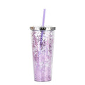 Axyaa Glitter Double Layer Sippy Cup, Large Capacity Reusable Coffee Milk Tea Cup