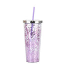 Axyaa Glitter Double Layer Sippy Cup, Large Capacity Reusable Coffee Milk Tea Cup