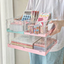 Axyaa Foldable Desk Pet Organizer with Transparent Large Capacity for Cosmetics and Stationery