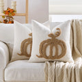 Axyaa Chenille Plush Pumpkin Embroidered Cushion Cover for Home Decor