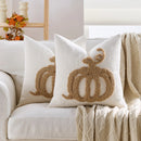 Axyaa Chenille Plush Pumpkin Embroidered Cushion Cover for Home Decor