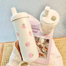 Axyaa Kawaii Strawberry Thermos Bottle Stainless Steel Insulated Straw Cup