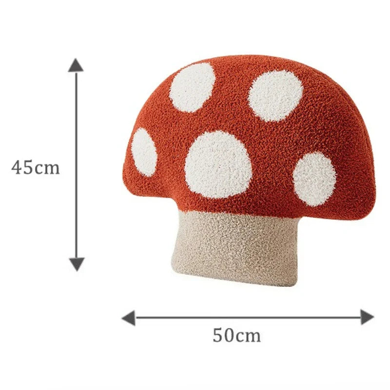 Axyaa Plush Mushroom Pillow 45x50cm. Removable Cover, Decorative Cushion for Bedroom Sofa.