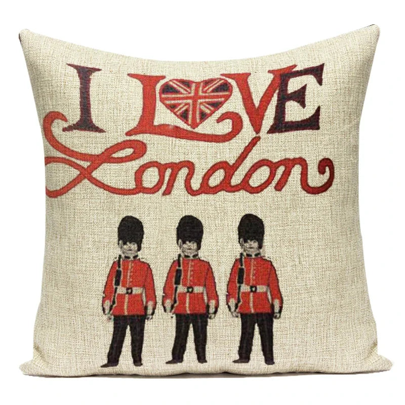 Axyaa British Flag Soldiers Pillow Cover - London England Theme
