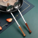 Axyaa Wooden Handle Skimmer Ladle Stainless Steel Tablespoons