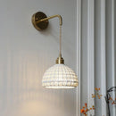 Axyaa White Ceramic LED Wall Lights: Japan Style, Pull Chain Switch, Copper Socket
