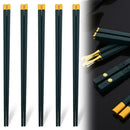 Axyaa Green Alloy Chopsticks Set - Non-Slip Reusable Japanese Chinese Sushi Sticks