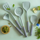 Axyaa 5-Piece Silicone Kitchen Utensil Set White Non-Stick Cooking Tools