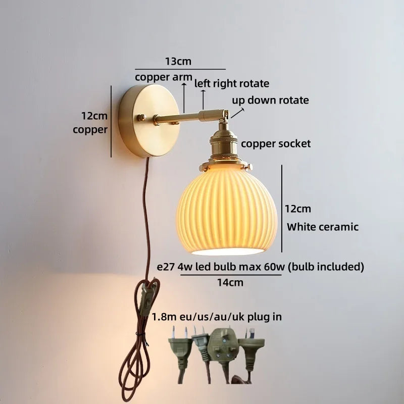 Axyaa Nordic LED Wall Light White Umbrella Style Swing Arm Modern Bedside Lamp